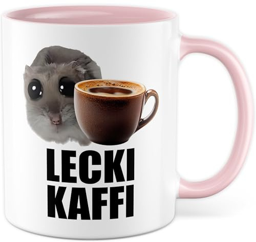 Tasse Hamsti Geschenk Lecki Kaffi, Sad Hamster Kaffi Meme Kaffeetasse Witz Humor, Geschenkidee Job Kaffee-Becher