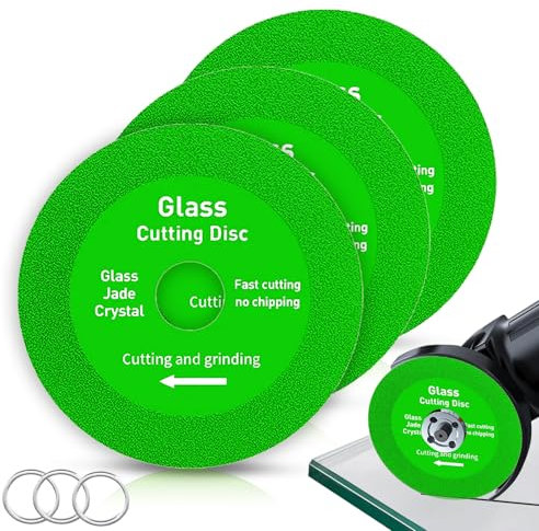 3PCS Glass Cutting Disc, Rock Slab Grinding Disc 100 x 22.23mm, Professional Diamond Discs Tile Cutting Discs for Glass Tiles Porcelain Ceramics Jade Crystal, Angle Grinder Blade for Glasses Cutting