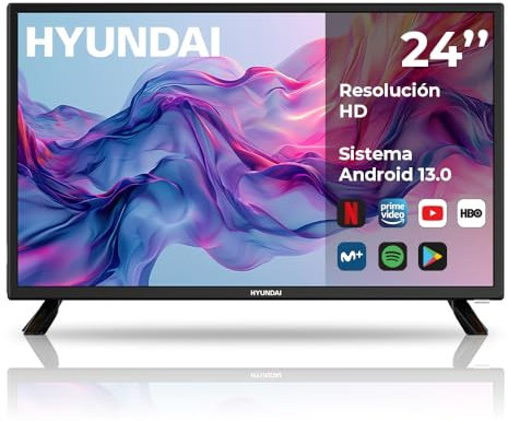 Hyundai Smart TV TFT 24 HTV2400A HD DVBT2-S2 E Negro Android 13.0 Mando con Acceso Directo a Apps Conexión Mi