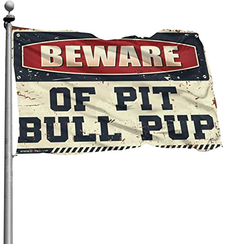 Lustige College-Dekoration, Vorsicht vor Pitbull-Welpen-Flagge, Gamer-Zubehör, Markierungsflaggen (152 x 244 cm)