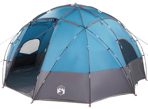 vidaXL Kuppelzelt mit Dach mit Speicher Blau 475 x 475 x 235 cm TAFT, Abenteuerzelt für Familiencamping, Garten- und Terrassenschutz, großes tragbares Dome für Sommerwetter-Schutz