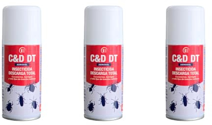 PACK 3 UNIDADES Insecticida DESCARGA TOTAL 150ml - Impex. Eficaz contra insectos voladores y rastreros. Ideal para lugares de dificil acceso. Listo para usar.
