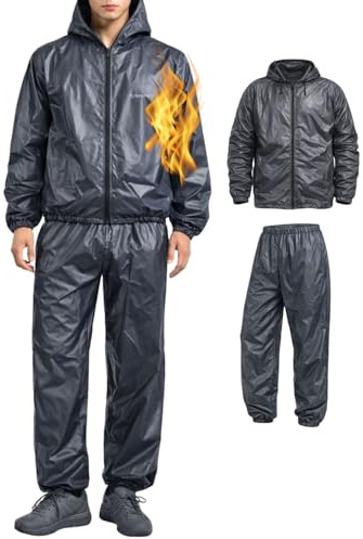 Nano Hertz Sauna Sweat Suit Trainingsanzug Jacke Hose Hoodie Shaper Schwitzanzug Schweißfördernde Abnehmen Boxen MMA Gewichtsverlust Herren Damen