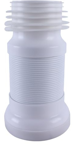 Ticha-Toilette mit Anschluss an die Abwasserleitung, flexible Schlauchverlängerung 25–50 cm für Toilettenabfluss, weiß