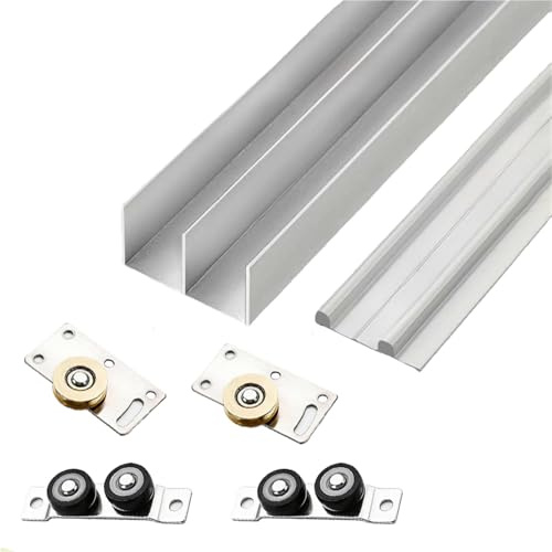 WLCGYD Rail Porte coulissante Kit De Rail De Porte Coulissante pour Placard, Quincaillerie De Rail De Porte Coulissante À Double Contournement, 250 260 170 180 200 160 Cm(250cm(98 3/8))