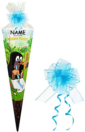 alles-meine.de GmbH Schultüte - Der kleine Maulwurf - Pauli - 85 cm - eckig - incl. Name und Schleife - Tüllabschluß - Zuckertüte - mit/ohne Kunststoff Spitze - Schultütens..