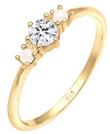 Elli Ring Damen Bandring Synthetische Perlen 925 Silber