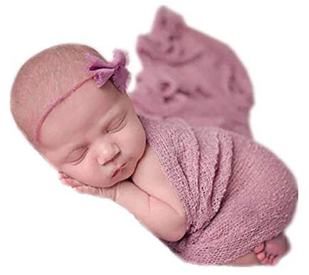 Newborn Baby Photo Props Wrap Cloth Blanket Swaddle for Boys Girls Photography Shoot - Purple - Medium