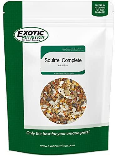 Exotic Nutrition Squirrel Complete (15 lb.) - Healthy Natural Food for Pet & Captive Squirrels - Ground, Grey, and Flying Squirrels, & Chipmunks
