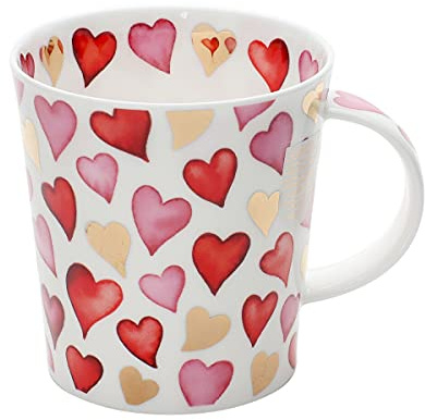 Dunoon Mug en porcelaine fine Motif cœurs Rouge