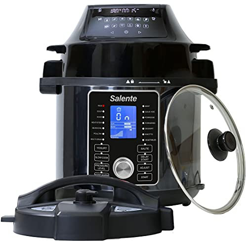 Salente ARIO-Pentola a pressione elettrica multifunzione, programmabile, oltre 40 funzioni,Vaporiera elettrica multiuso 11 in 1, 6l, in acciaio inox, 1500-1000 W, con ricettario incluso
