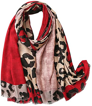 FAIRYGATE Schal Rot Damen Schal Leopardenmuster Damen Schals & Tücher für Frauen Rot Großer Tuch in Vielen Schönen Farben Tierdruck XXL Stole Personalisierte Geschenke 81015