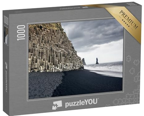 puzzleYOU: Puzzle 1000 Teile „Der Schwarze Sandstrand von Reynisfjara und der Berg Reynisfjall, Island“ – aus der Puzzle-Kollektion Island, Skandinavien