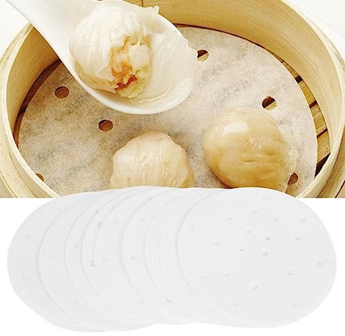 Uadme Perforiertes Pergamentpapier,400 Stück,15,2 cm,antihaftbeschichtet,Luftfritteuse,Pergamentpapier,perforiertes Dim Sum Dampfgarer zum Braten,Braten,Backen,Dampfgarer