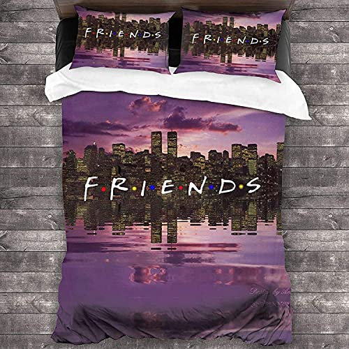 ANSSON Friends Bettwäsche 135x200 Set,Central Perk Bettwäsche Einzelbettbezug Weiche Mikrofaser 1 Bettbezüge und 2 Kissenbezug (135x200cm+80x80cmx2, Friends3)