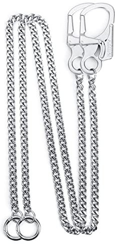 Ahiller Herren-Geldbörsenkette, Heavy Duty Schlüsselkette [Karabiner aus Legierung, Edelstahlkette], geeignet für Jeans, Brieftaschen, Taschen (2, Silber-T)