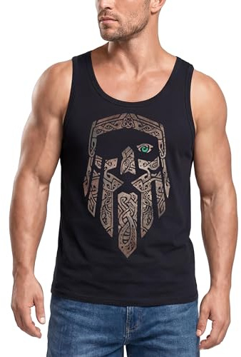 Neverless® Herren Tank-Top Wikinger Kompass Fenriswolf Fenrir Vegvisir Wolf Asgard Valhalla Muskelshirt Muscle Shirt