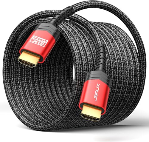 JSAUX 8K HDMI Kabel 7.5Meter, HDMI 2.1 Kabel Highspeed Ethernet 48Gbps 8K@60Hz, 4K@120Hz, UHD HDR 10+, eARC, Dolby Vision, 3D, VRR, Kompatibel mit PS4 Pro, PS5, 8K Gaming, TV