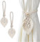 IVEOPPE Lot de 2 Embrasses de Rideaux Bohème en Coton Macramé, Pinces à Ressorts, Décoration (Beige)
