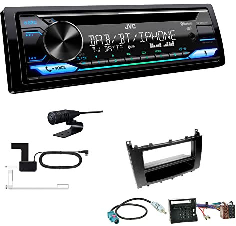 JVC KD-DB922BT 1-DIN Autoradio CD-Receiver Bluetooth DAB+ Digital Radio Einbauset passend für Mercedes-Benz C-Klasse Facelift 2004-2007 schwarz