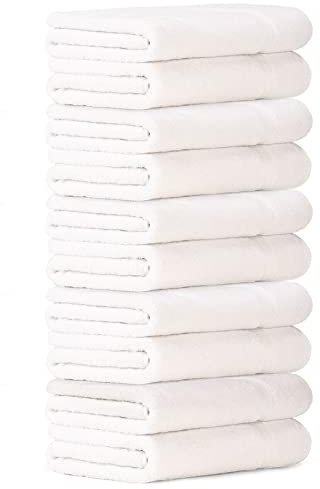 Luckytowel 10er Set Duschtücher 70x140 cm 100% Baumwolle, 600g/m² Oeko-Tex Duschtuch-Set 10er Pack Weiß