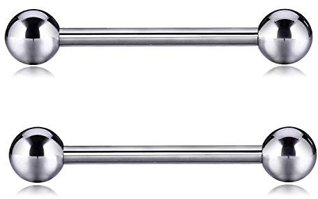 hengkaixuan 12G Titan Nippel Schmuck Paar Nippel Langhantel Nippel Bars Nippelringe mit Innengewinde Zungenpiercing Schmuck 20mm