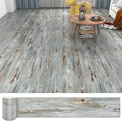 Bodenfliesen zum Abziehen und Aufkleben, wasserdicht, keine klebrigen Rückstände, linksklebend, Vinyl-Bodenbelag, 12 Stück, 4,7 m², Holz-Vinyl-Fliesen, Dielen, DIY-Bodenbelag für Badezimmer, Küche