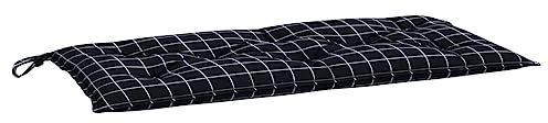 vidaXL Gartenbankauflage, Bankauflage Sitzkissen Outdoor, Polsterauflage Auflage für Gartenbank, Bankpolster Bankkissen, Schwarz Karomuster 100x50x7cm Oxford-Gewebe