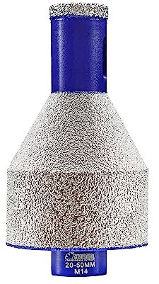 SHDIATOOL Broca de diamante para azulejos duros, punta de fresado, broca de diamante M14, rosca M14, biselado, azulejos de cerámica, granito, ampliar, agujeros de bisel, azulejos, 20-50 mm
