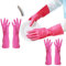 FCSHFC 3 Pairs Non-Slip Rubber Gloves Reusable Cleaning Gloves, Dishwashing Gloves Kitchen Washing Up Gloves for Household (Color : Pink, Size : L)