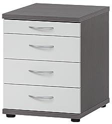 Möbelpartner Bürocontainer Manni 154034, esche grau Dekor/weiß matt, 41,6 x 50 x 53,4 cm