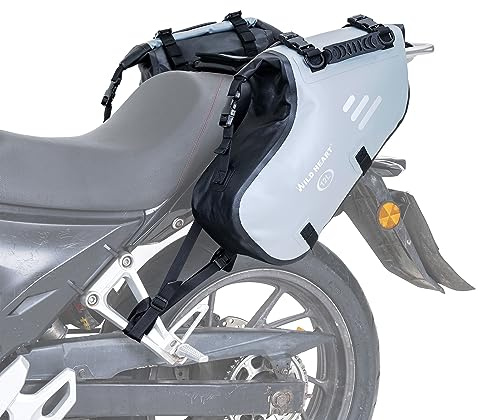 WILD HEART Motorrad Satteltaschen Wasserdicht 24L(12L*2) Motorrad Seitentaschen Packtaschen Kofferraum Zubehör(Grau 24L)