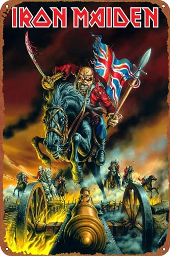 ZTLLFV Lustiges Metall-Blechschild, Motiv: Maiden England 1988, Vintage-Stil, schwarz, Wandkunst, Dekoration, Wohnzimmer, Badezimmer, Küche, Poster, Dekoration, 20,3 x 30,5 cm