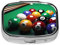 Billard-Pillendose, tragbar, Metall, 2 Fächer, kleine Tablettenbox für Geldbörse oder Tasche, Medizin, Vitamin-Organizer, einzigartiges Geschenk