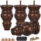 Btowin 4.8 Inch / 12cm Solid Wood Furniture Legs, 4Pcs Glaze Turned Round DIY Replacement Wooden Bun Feet with Mounting Plate & Screws for Sofa Couch Ottoman Chair Sofa