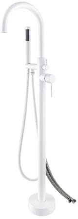 BiaoTeng Mitigeur Baignoire Ilot Sur Pied Blanc, Rotation à 360° Robinet Salle Bain Baignoire Ilot Chaud ou froid laiton Robinet De Baignoire Autoportante, Blanc