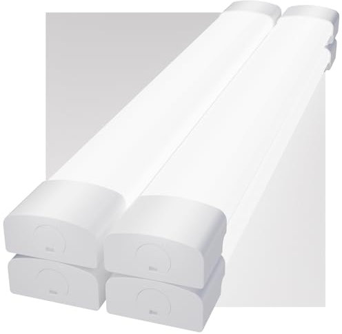 Modlicht LED Feuchtraumleuchte 60cm 5000K Kalteweiß 18W 1980LM, Deckenleuchte Röhre in Reihenschaltung, IP65 Wasserdicht Feuchtraumlampe für Werkstatt Keller Bad Büros Lager Garage-4PCS