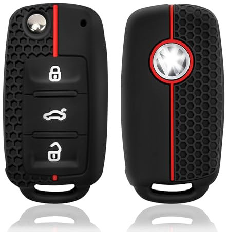 Kesiku Vw Schlüsselhülle für Polo Bora Beetle Golf 4 5 6 T5 Jetta Caddy Skoda Touran Passat Seat Leon Ibiza Scirocco Superb Octavia Yeti Schlüssel, Golf Schutzhülle, Autoschlüssel Hülle Skoda Silikon
