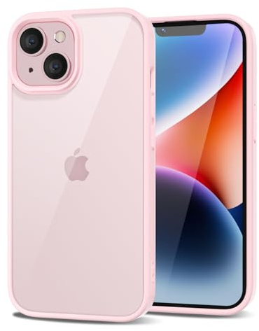 LoeoeL for iPhone 14 Plus Case Clear, Transparent Hybrid 14 Plus Phone Case [Hard Plastic & Soft Silicone Bumper] Acrylic Non Yellowing Thin Slim Protective Cover for Women, Light Pink