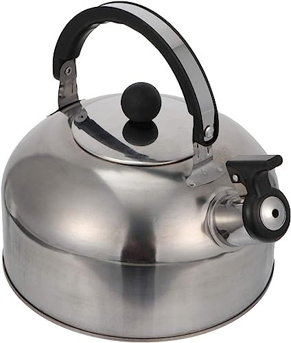 Tetera con silbido - Tetera con silbido de acero inoxidable de 2 litros for estufa de gas con mango de agarre frio (purpura) (Color : Silver)