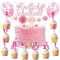 Tortendeko Einschulung Mädchen, Kuchendeko Schulanfang, Schulkind Tortendeko Schulanfang, Cake Topper Einschulung Mit ABC 123 Zuckertüte Konfetti Ballon für Schulanfang Party Torte Dekoration