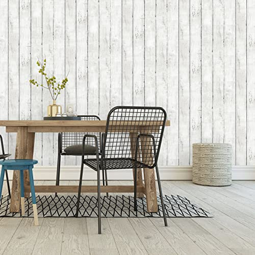 JOLIHOME Papier Peint Bois Blanc Papier Adhesif pour Meuble Vintage Film Vinyle Autocollant Grain Bois Stickers pour Placard Tiroir Tables Cuisine Chambre Mur Décoratif 44,5x1000cm