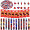 82 Pcs Mitgebsel Kindergeburtstag, Spider Party Mitgebsel Spielzeug Geburtstagsdeko 12 Schnapparmband Kinder 10 Schlüsselschnalle 50 Aufkleber 10 Geburtstagstüten Geburtstag Deko Zubehör Gadget