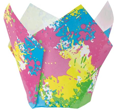 Demmler Muffin-Tulip-Wraps - Muffinförmchen - Tulipförmchen - Tulpen Form - Farbe: Multicolor - Größe: 5 x 5 x 9 cm - 24 Stück - Made in Germany