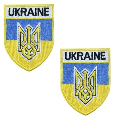 Ukraine bestickter Aufnäher UA National Emblem Schild Form Badge Hook & Loop Tactical Armband Rucksack Kleidung Aufkleber 2 Stück