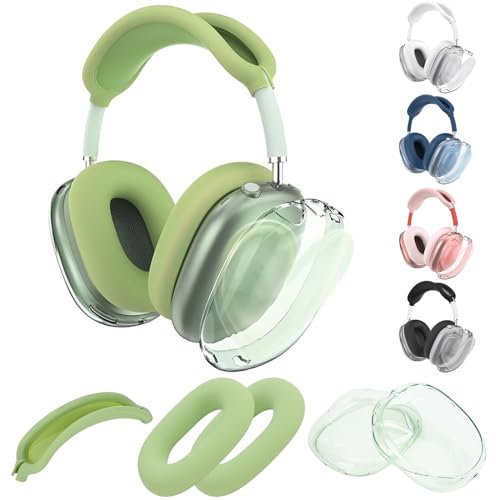 3 In 1 Silicone Protective Case Cover for AirPods Max Headphones, Anti-Scratch Dustproof Ear Pad Ear Cups Headband Protector Compatible with AirPod Max, Ultra Soft TPU Protection Accessories