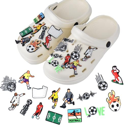 ZoeWei Schuh Charms, 16 Stück Fußball Charm, Schuhanhänger Decoration PVC Shoe Charms DIY Schuhanstecker für Mädchen Frauen Jungen und Männer