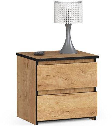 Home Collective Kommode mit 2 Schubladen Kommode Schlafzimmer Flur Wohnzimmer Organizer Kommode mit Schubladen 40 cm breit 40 cm hoch | Eiche Holz Highboard Sideboard Mehrzweckschrank Schrank schmal