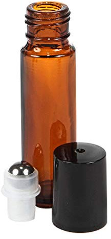 jojobasec 1Pc 10ml Amber Glass Roll-On Bottles Sample Test Essential Oil Vials Empty Containers with Stainless Steel Roller