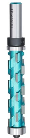 Flush Trim Spiral Router Bit with 1/2 inch Shank,3/4 Inch Cut Dia. & 75mm Cut Length, Carbide Double Bearing Router Cutter Bit